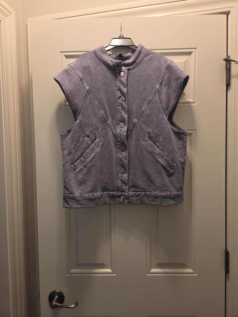 Aleeza Paris Sleeveless Washed Denim Vest - Blue